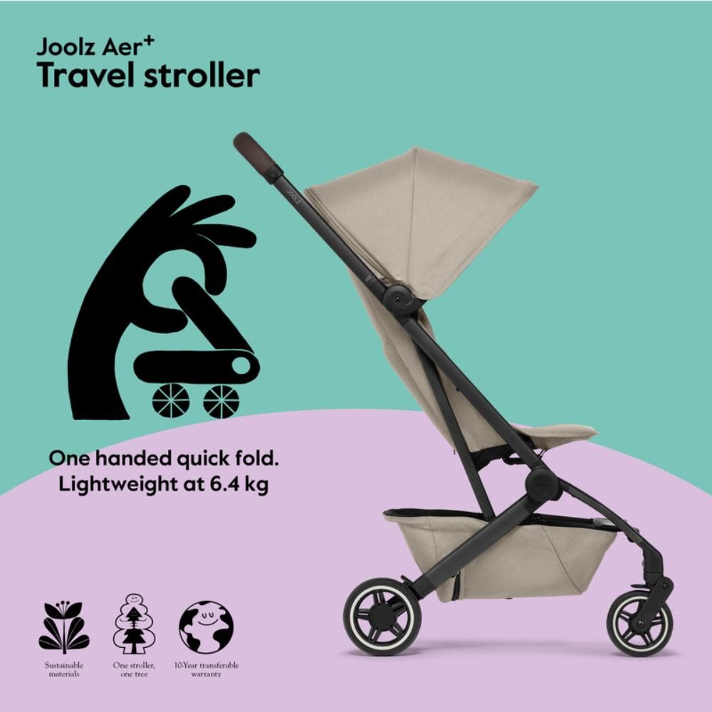 Joolz - AER+ Lightweight & Compact Travel Stroller - Sandy Taupe