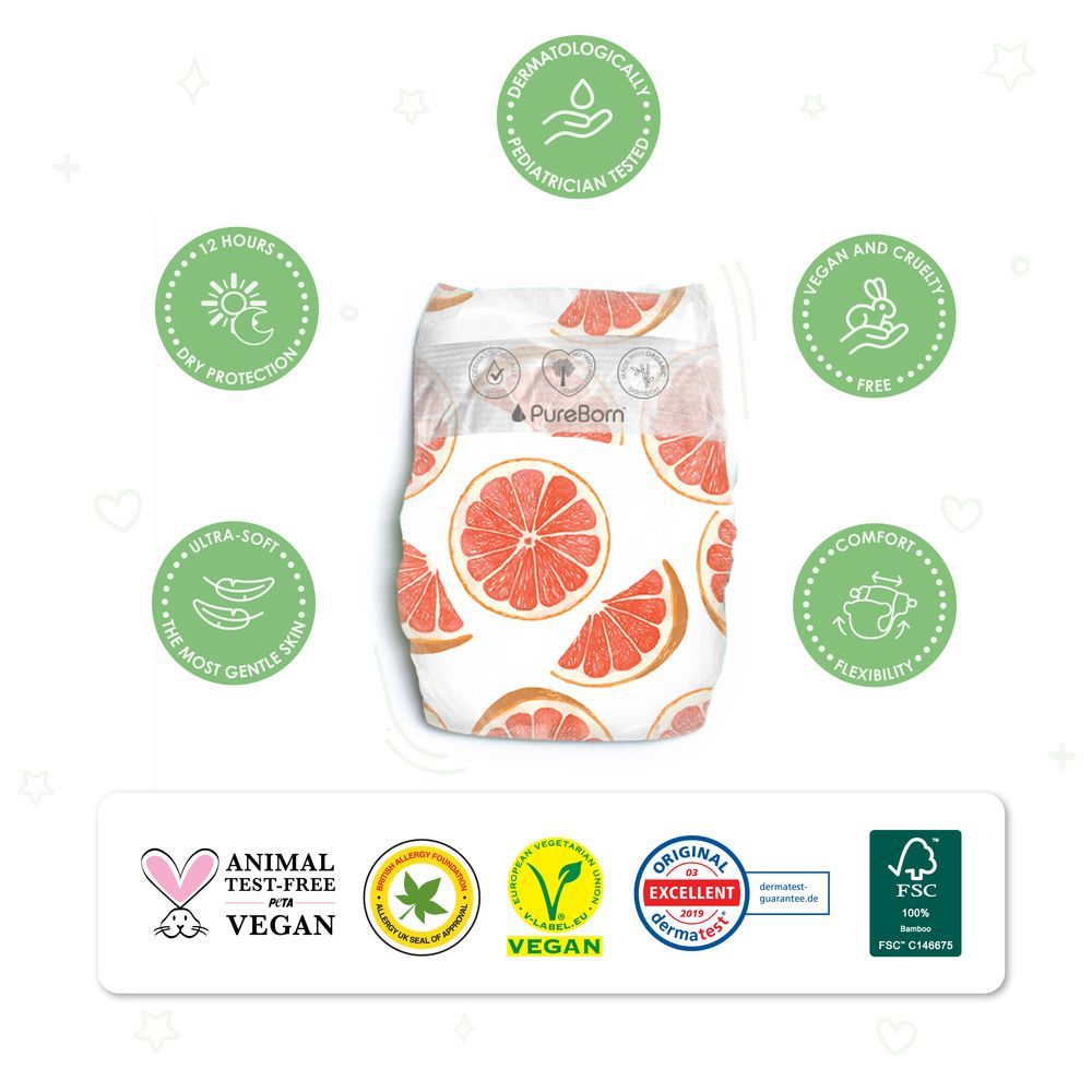 Pureborn - Size 5 Organic Diapers 11-18Kg 88s - Master Value Pack - Cloud