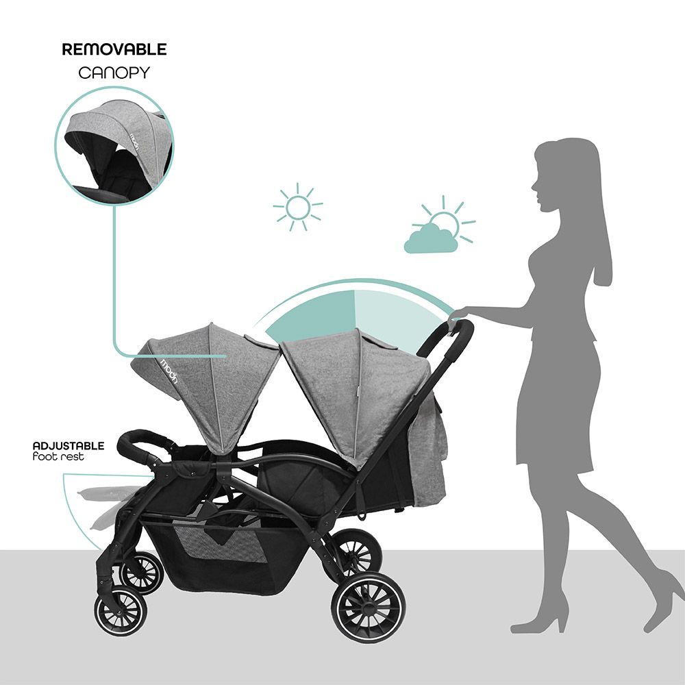Moon - Dois Twin Stroller w/ Luca Diaper Backpack