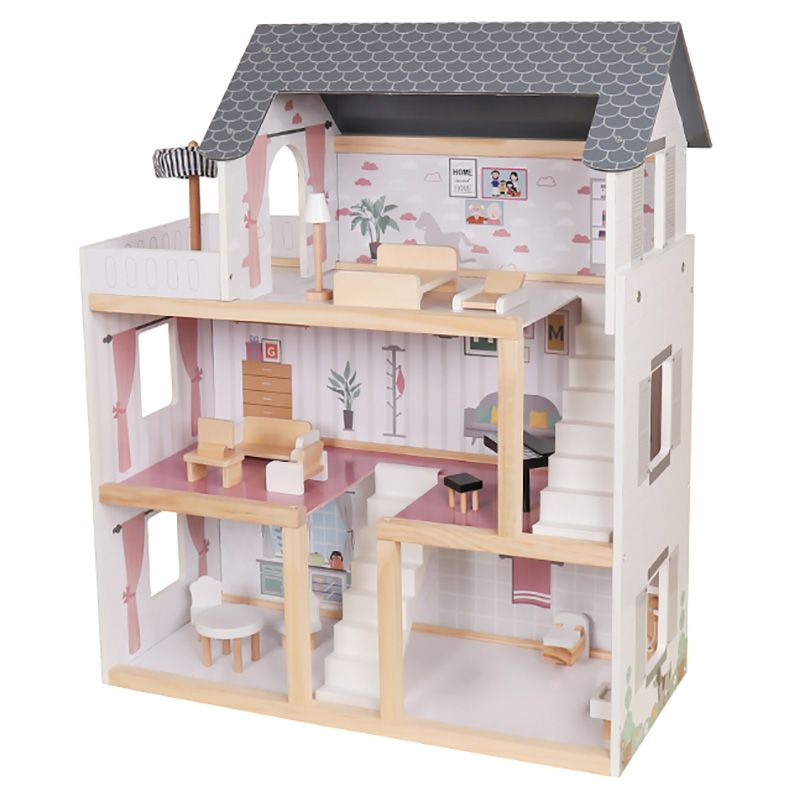 Little Angel - Kids Wooden Dollhouse Luxury Playset W/ Furniture