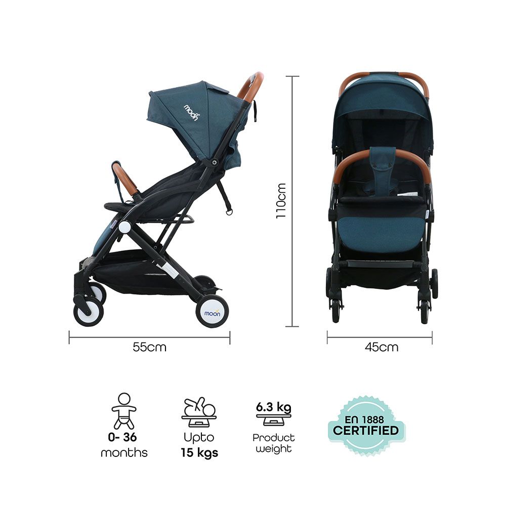 Moon - Ritzi Travel Cabin Stroller (up to 0-18kg)- Black/Blue Dots