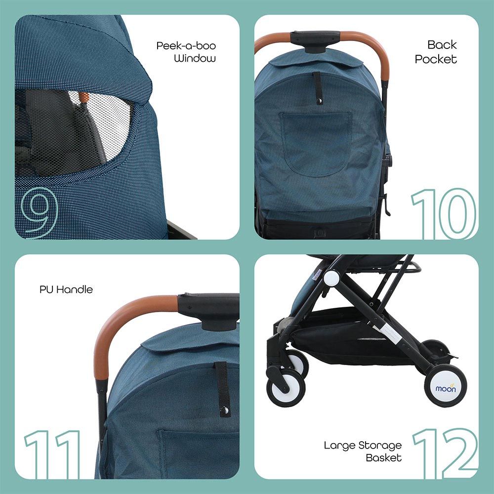 Moon - Ritzi Travel Cabin Stroller (up to 0-18kg)- Black/Blue Dots